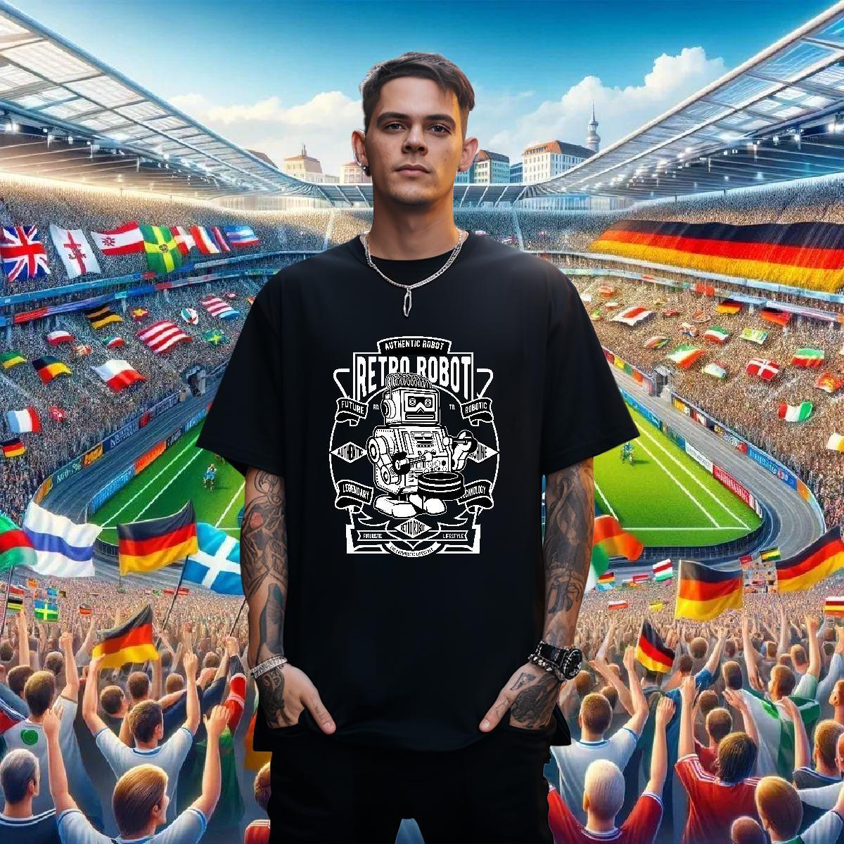 Custom T shirt robot Clothings 230g Cotton Daily Wear Cool Custom Printing O Neck Short Sleeves Tshirt for Man Woman
