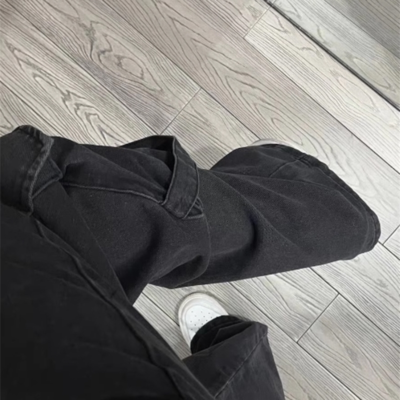 Women Black Gothic Cargo Jeans Harajuku Vintage Y2k Baggy Denim Trousers Oversize Japanese 2000s Style Jean Pants Trashy Clothes 240806