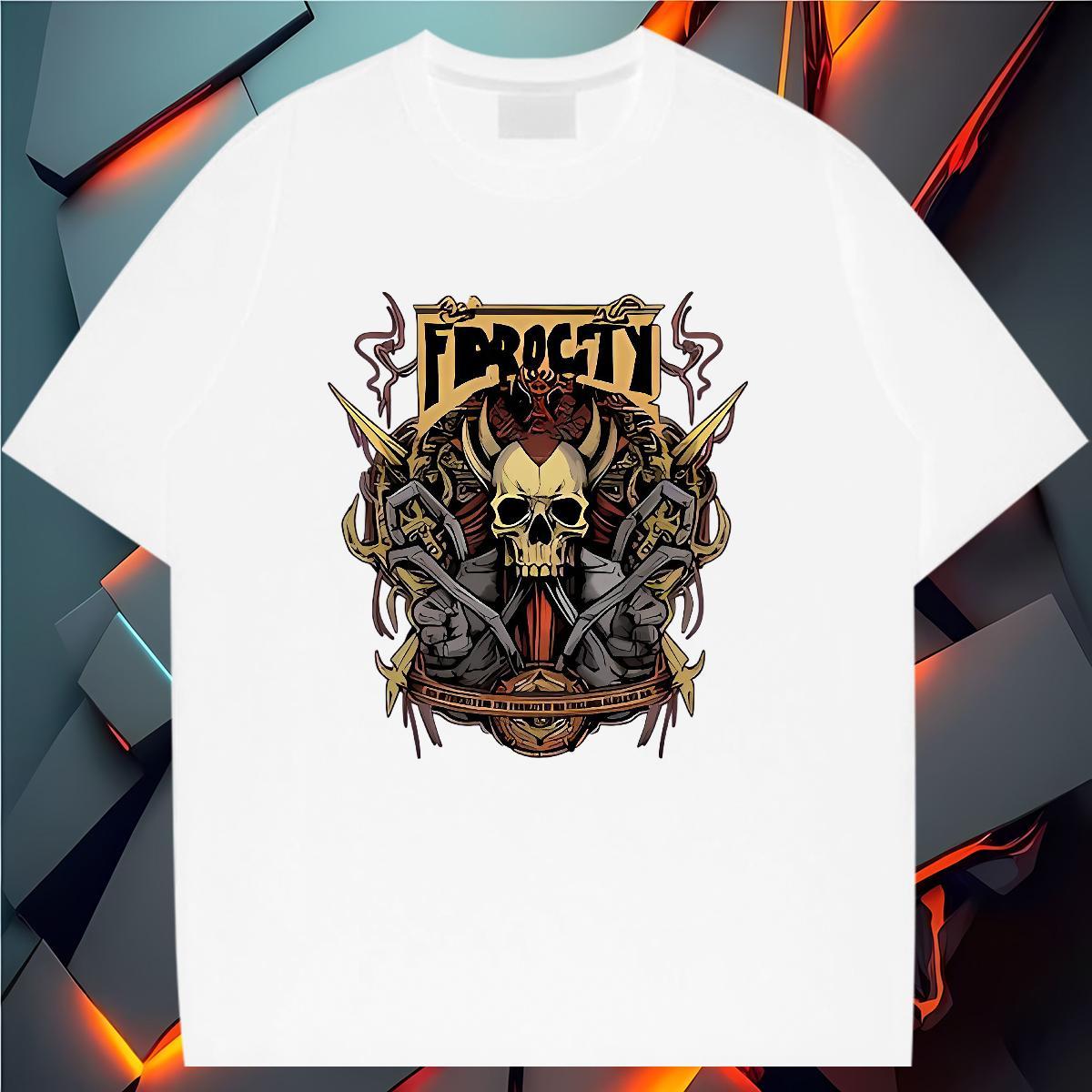2024 Men T Shirts skull Tees 230g Cotton Sports Casual Unisex Plus Size Cartoon O Neck Short Sleeves Men Tees
