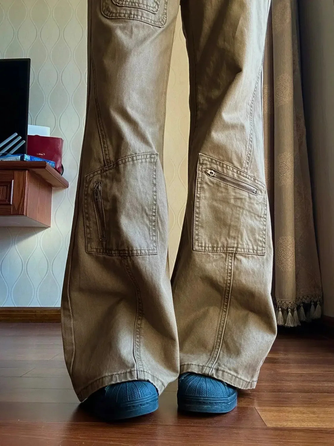 Flare Slight Bootcut Bell Bottom Long Cargo Brown Jeans Women Denim Pant Plus Size 4XL casual y2k fairycore 2000s grunge 240807