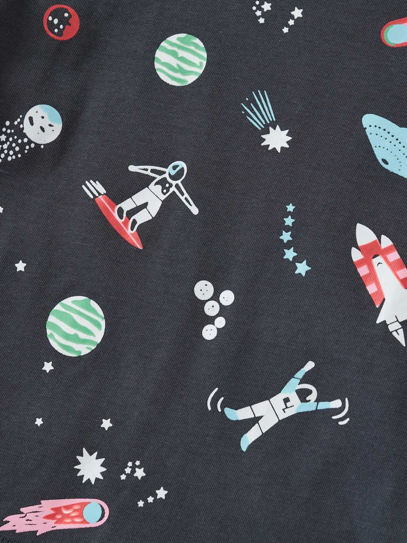 Childrens casual cotton luminous short sleeved T-shirt cartoon astronaut spaceship print summer breathable fashionW240718