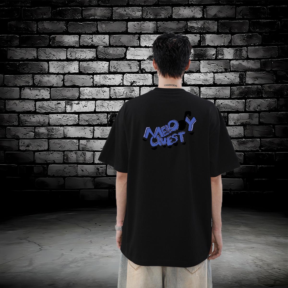 Wholesale T-Shirts blue Clothings 230g 100% Cotton Beach Loose Fit DIY Anime Breathable Crew Neck Tshirt for Man Woman