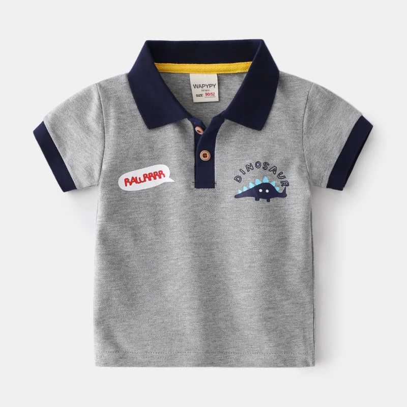 Childrens collar T-shirt 2024 summer boy polo shirt short sleeved T-shirt 2-6 year baby cotton blend casual top W241223