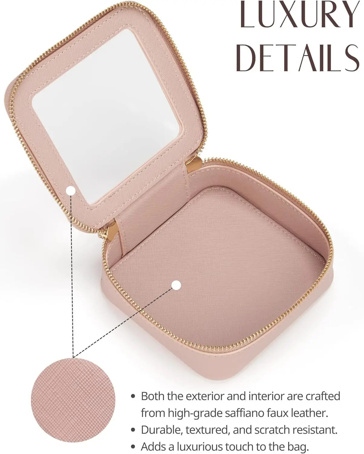 Vegan Leather Mini Makeup Bag Pu Saffiano Leather Cute Small Visible Window Storage Lipsticks Cosmetics Case For Purse 240807