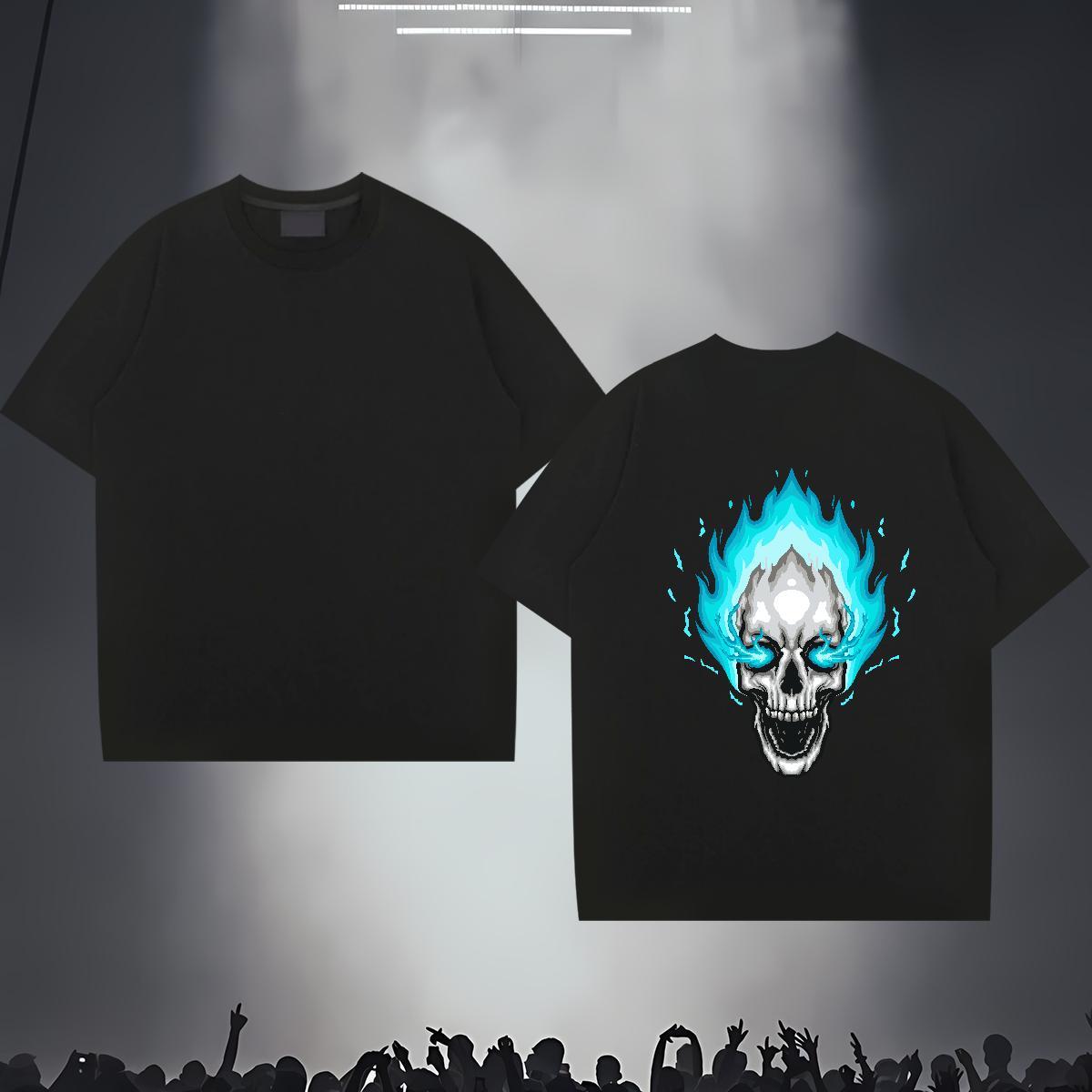 Fashion Casual Men T Shirts skull Tops Tees 100% Cotton 230g Sports Casual Cool Oversized Breathable Crew Neck Tshirt for Man Woman