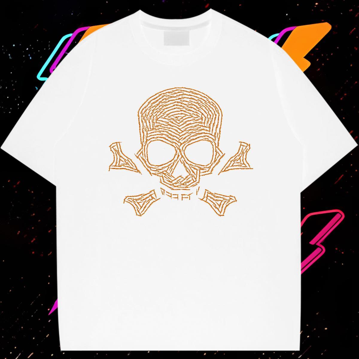 New Designer Man T Shirts skull Top Tees 230g Pure Cotton Daily Outfit Comfortable Skull Short Sleeve O-Neck Men Tees