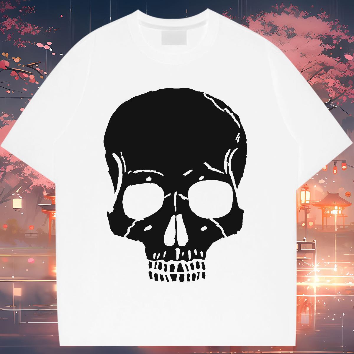 Casual New Men T Shirts skull Tops Shirt 100% Cotton 230g Street Popular Oversized 3XL 4XL Crew Neck Tshirt for Man Woman