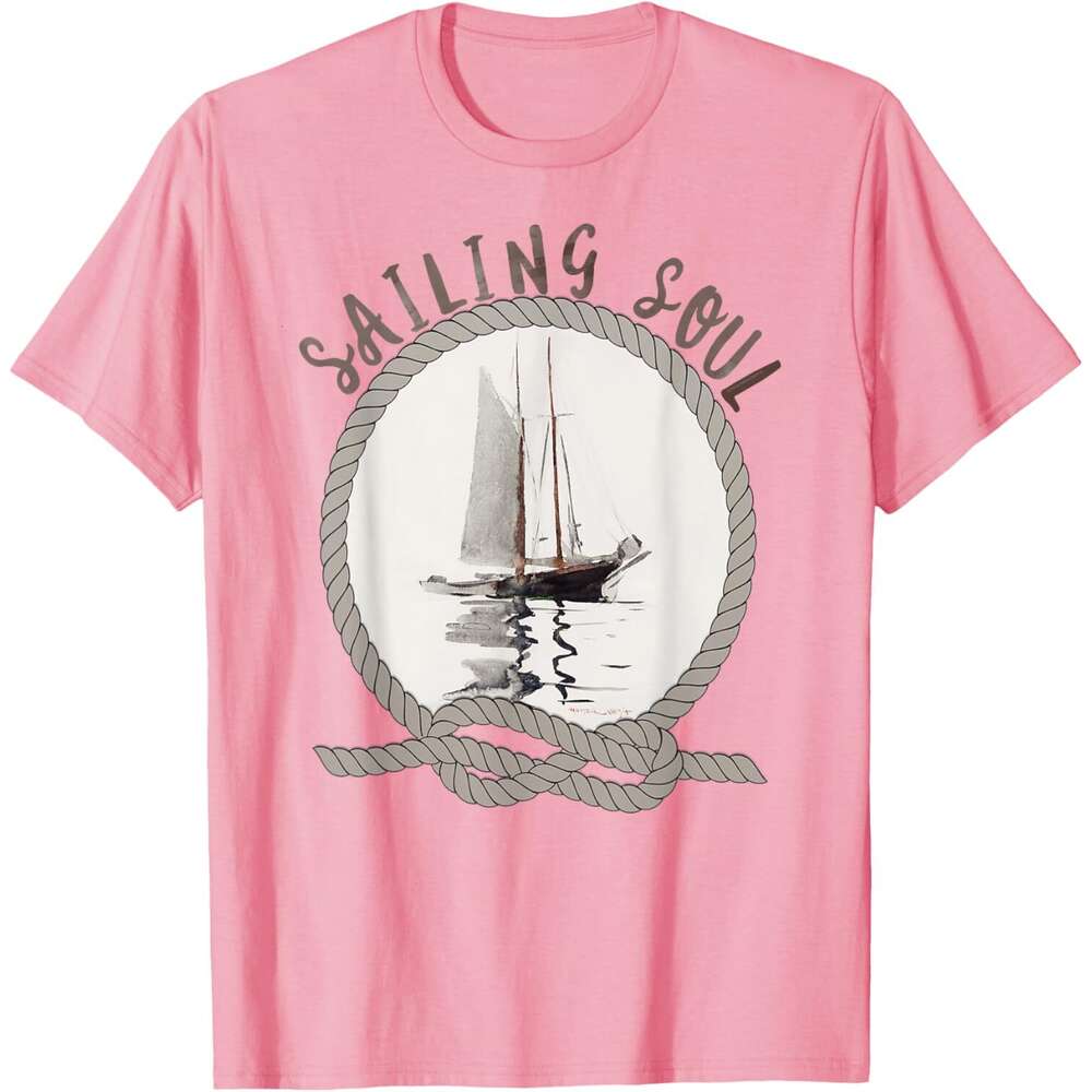 Mens T shirt Sailing Soul Sailboat Reflections Sailors and Sailing T-Shirt shirts tshirt graphic tee Casual tops summer clothes Short sleeve Free ship