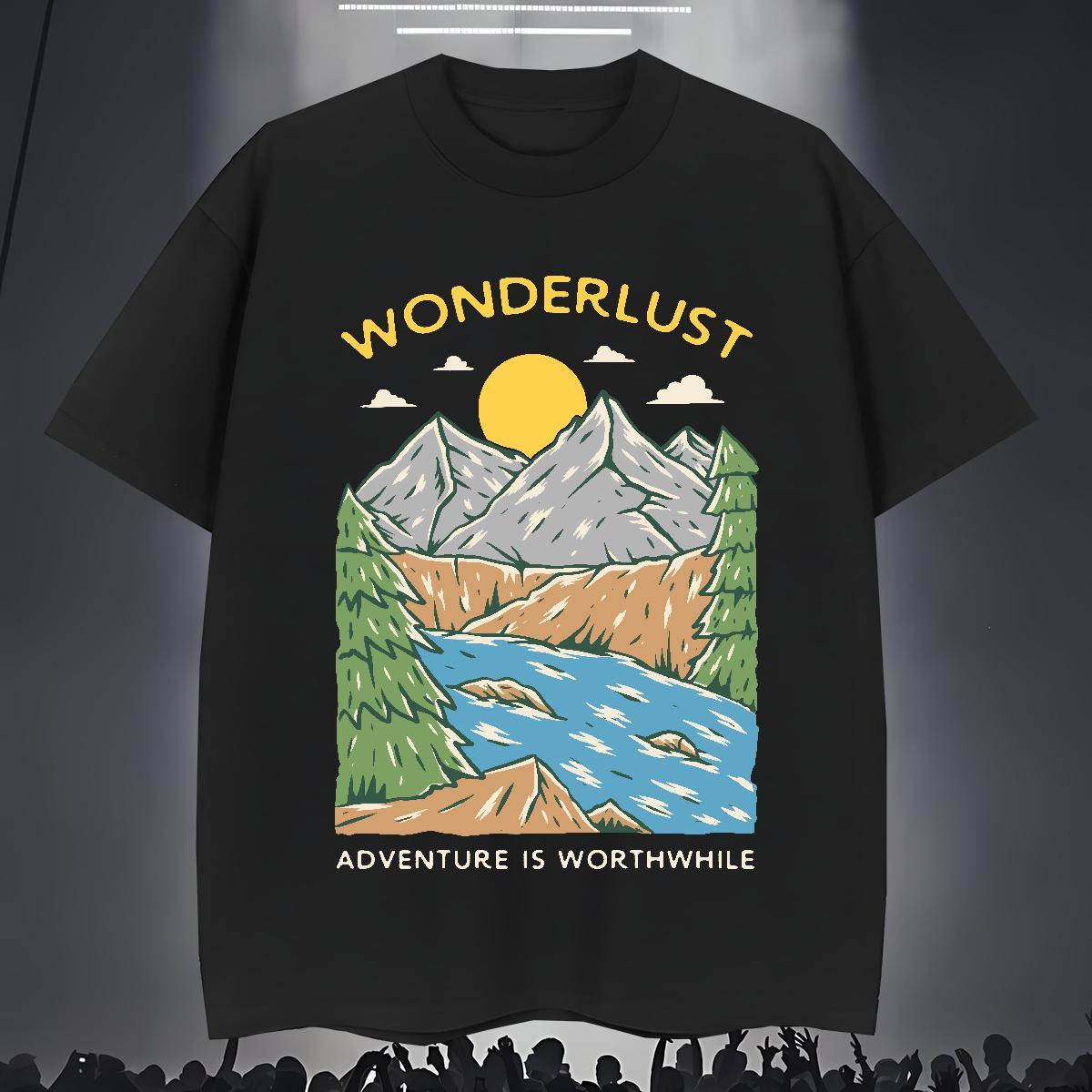 New Designer T-Shirts mountains Clothings 100% Cotton 230g Hip Hop Street Brand DIY Logo Oversized Short Sleeve O-Neck Men Tshirts