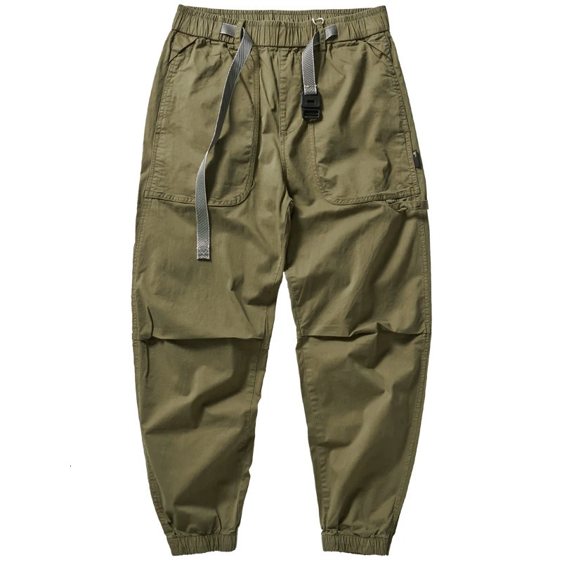 Spring and Summer Japanese Retro Outdoor Thin Cargo Pants Mens 98% Cotton Washed Loose Casual Ankletied 9point Trousers 240806