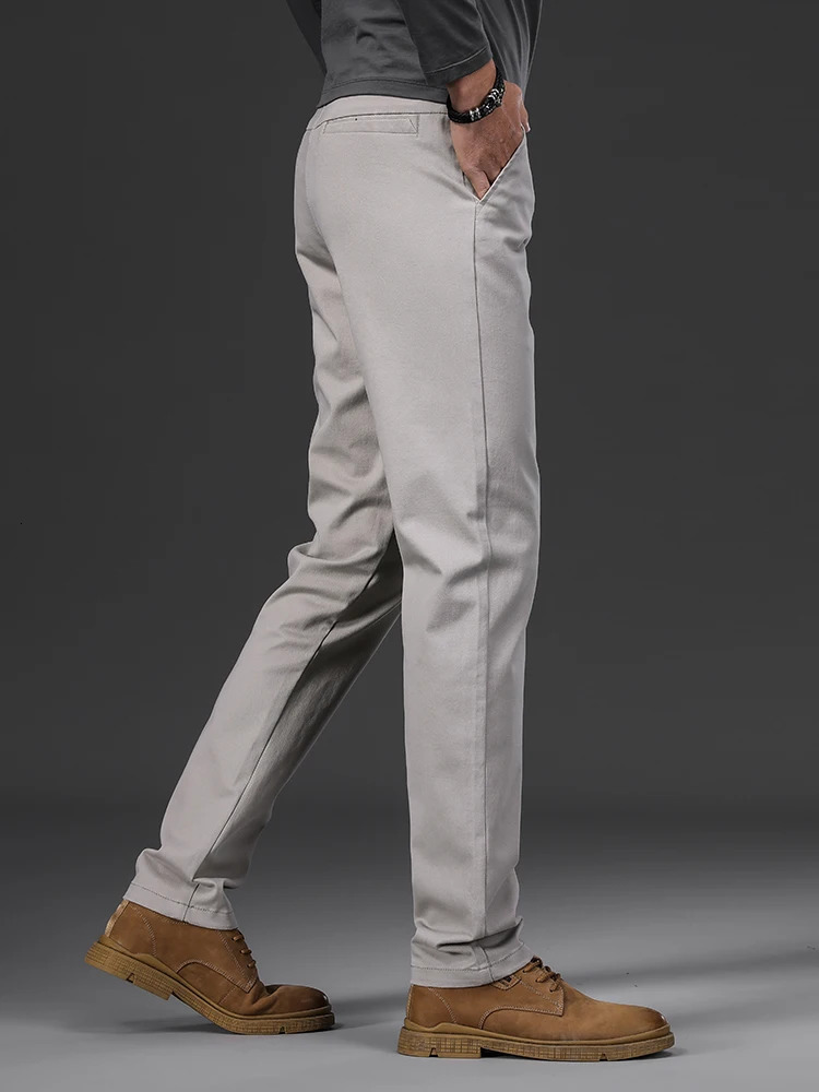 7 Colors 97% Cotton Autumn Mens Business Casual Pants Soft Cozy Fashion Stretch Straight Suit Classic Style Male 240806