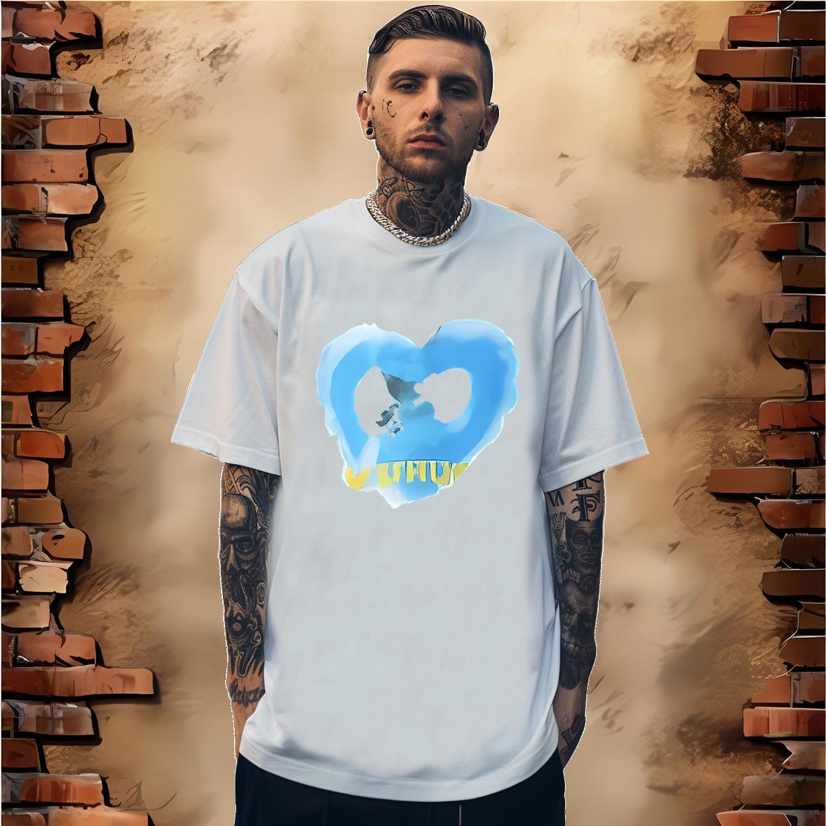 Stylist T-Shirts for Men letter Tees 100% Cotton 230g Daily Outfit Loose Fit Cartoon Print Pure Cotton Men Clothes T-Shirt