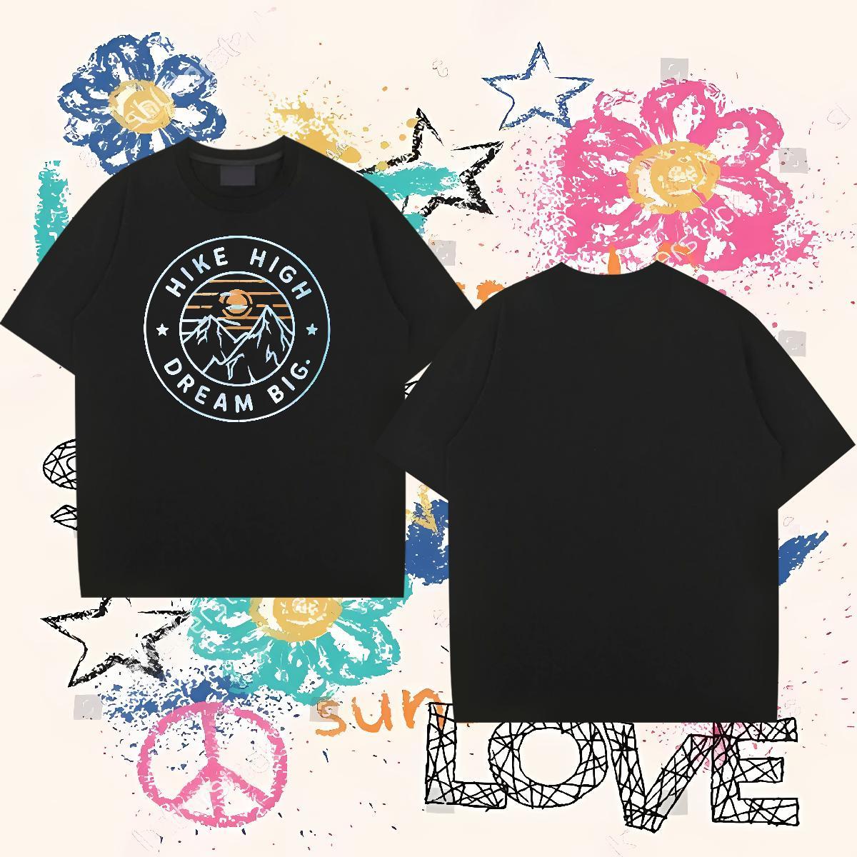 Brand T-Shirts mountains Polos 230g Pure Cotton Outdoor Wholesale Black Oversized Breathable Short Sleeve Tshirts