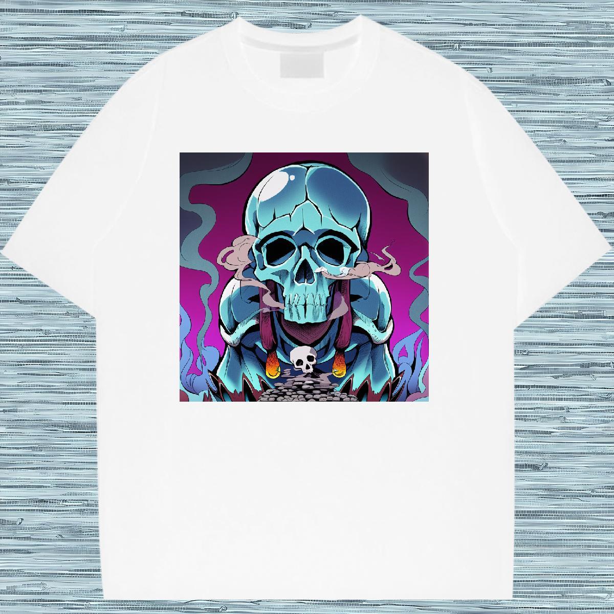 New Designer T Shirts Men skull Top Tees 230g 100% Cotton Daily Wear Free Shipping Cartoon Print Crew Neck Mens Tshirts