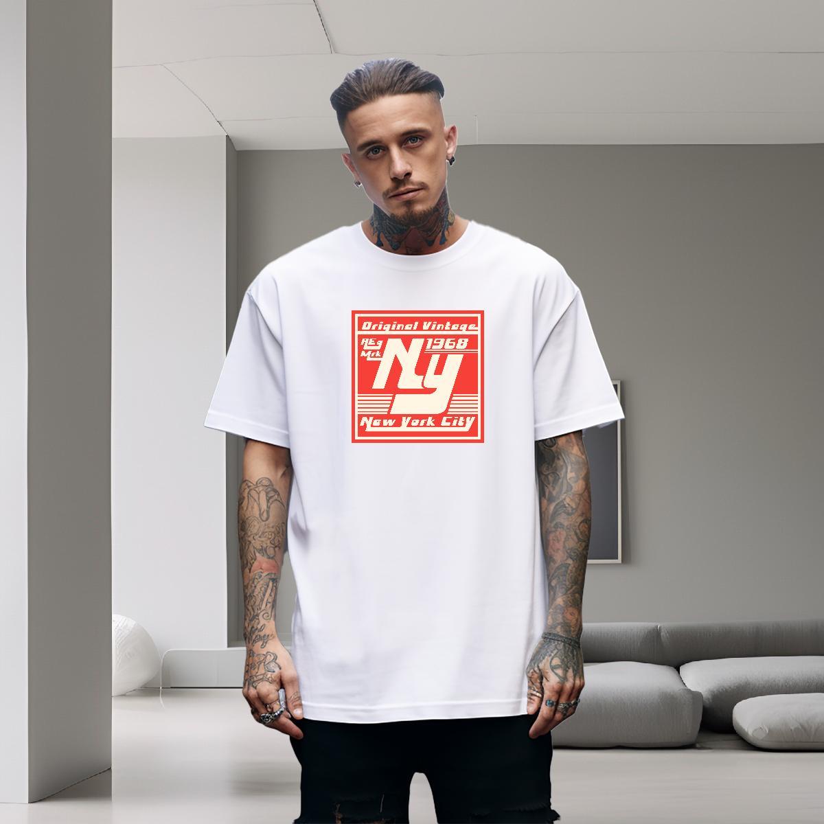 2024 DIY Men T Shirts letter Tee Shirt 230g Pure Cotton Street Casual Classic DIY Anime Breathable Short Sleeve Men Clothes T-Shirt