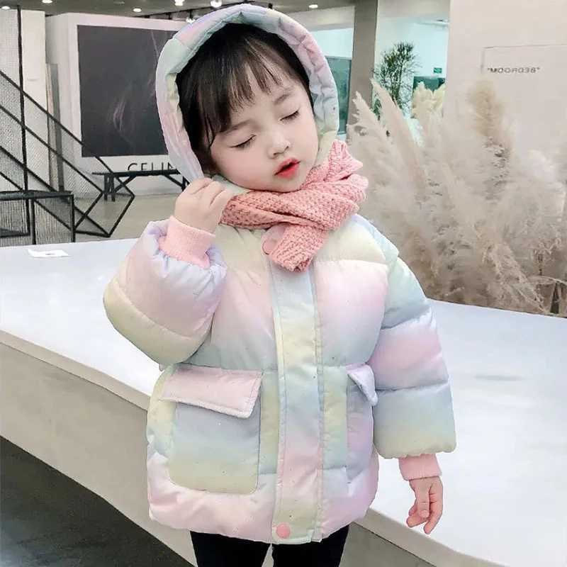 New Fashion Colorful Girl Jacket Winter Warm Hoodie Parka Snow Jacket Cute Wings 2-5 Year Childrens Clothing X2411151