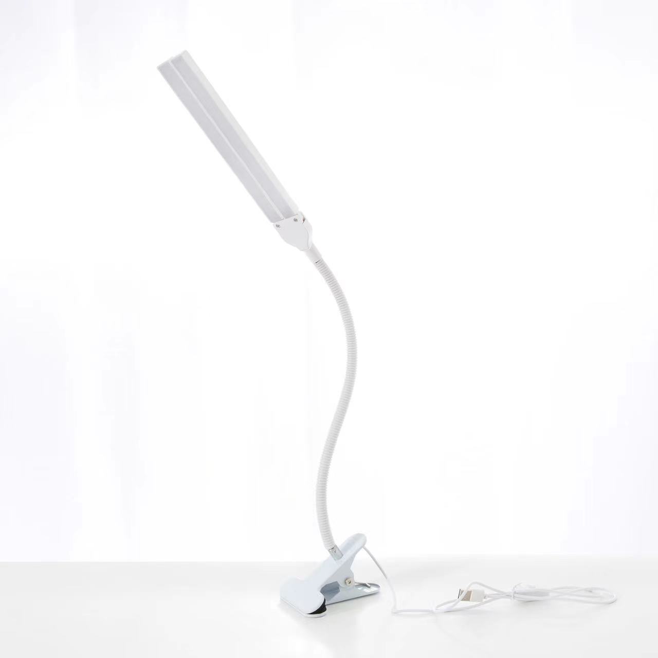 Dual Head Desk Lamp with Eye Protection Dimming - Clip On USB Plug-In LED Night Light for Student Dorms