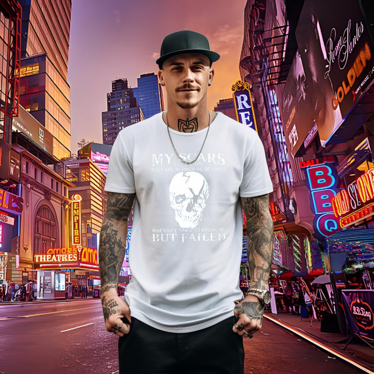 Custom Man T Shirts skull Tops Tees 100% Cotton 230g Outdoor TOP Quality Customized Print Round Neck Short Sleeve Men Tops Tees