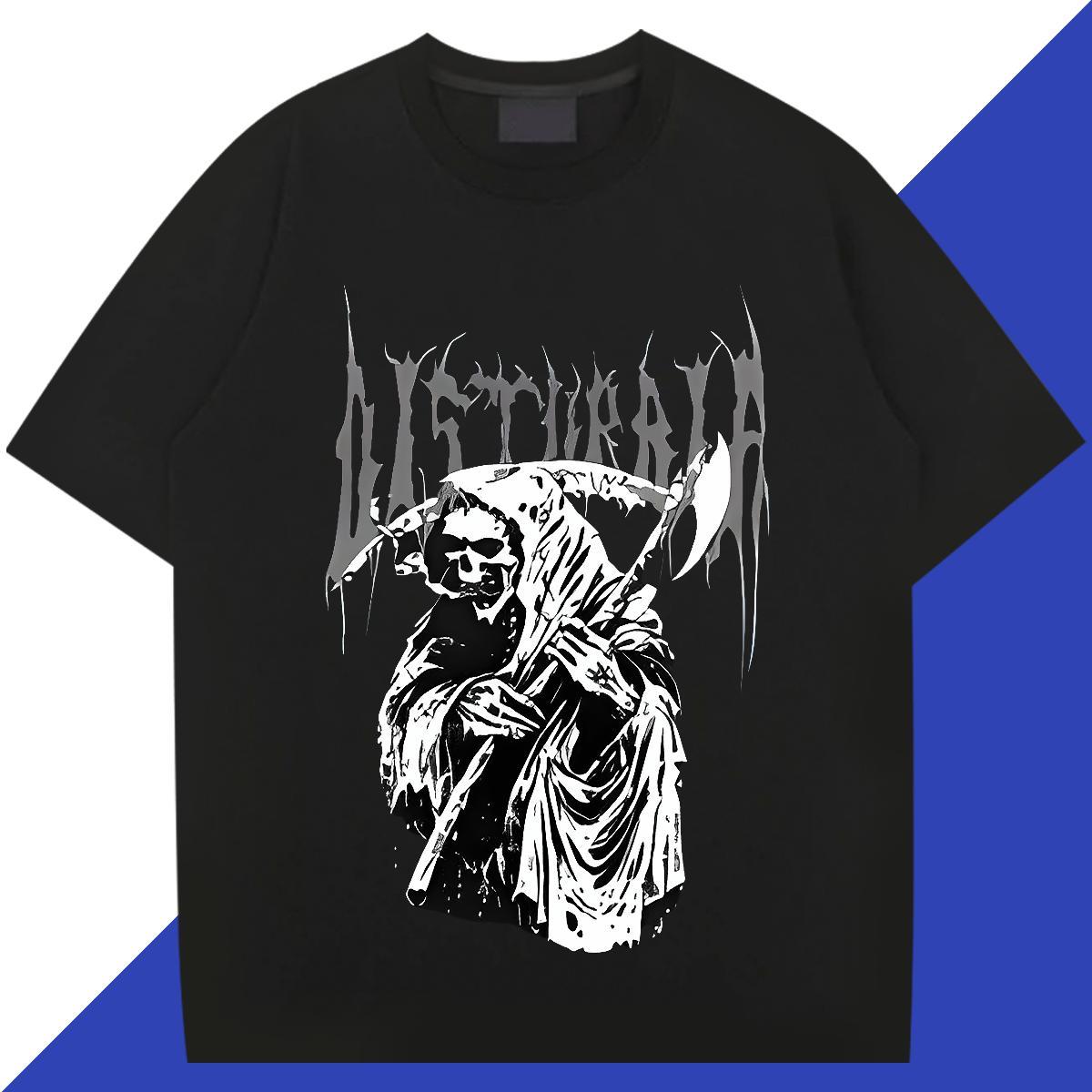 Fashion Design Man T Shirts skull Clothings 230g Cotton Hip Hop Cool DIY Anime Short Sleeve O-Neck Tshirt for Man Woman