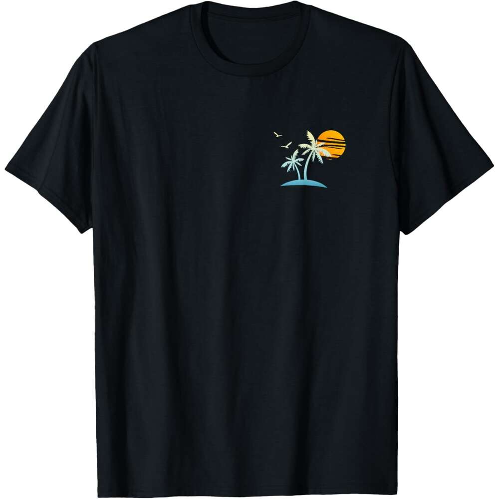 Mens T shirt Front and Back Tropical Heartbeat Beach Island Sunset T-Shirt shirts tshirt graphic tee Casual tops summer clothes Short sleeve Free ship