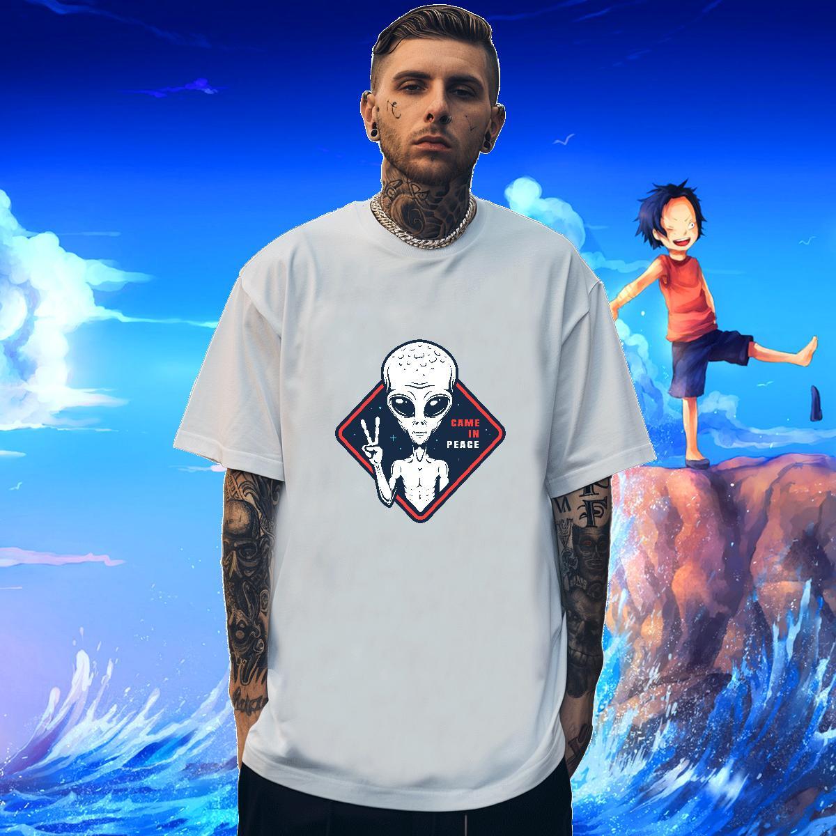 DIY T-Shirts for Men ET Tops 230g 100% Cotton Casual Popular White Plus Size O-Neck Short Sleeve Tshirt for Man Woman
