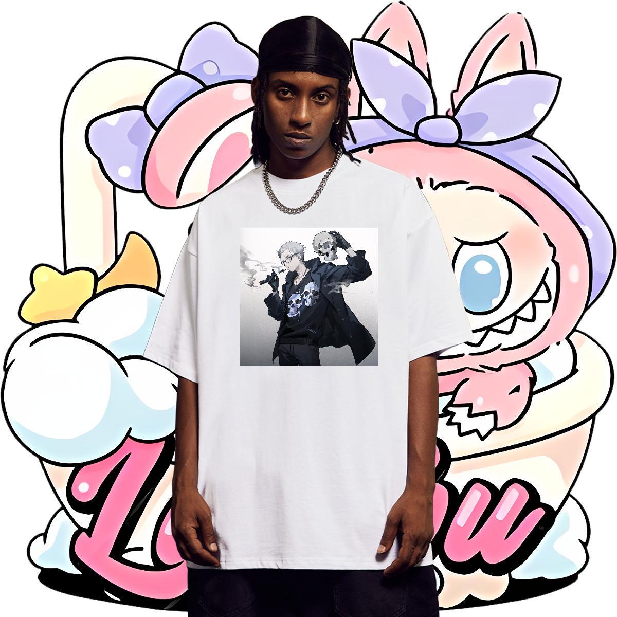 Fashion Casual T shirt skull Tee Shirt 230g Cotton Sport Loose Fit Custom Cartoon Crew Neck Men Tops Tees