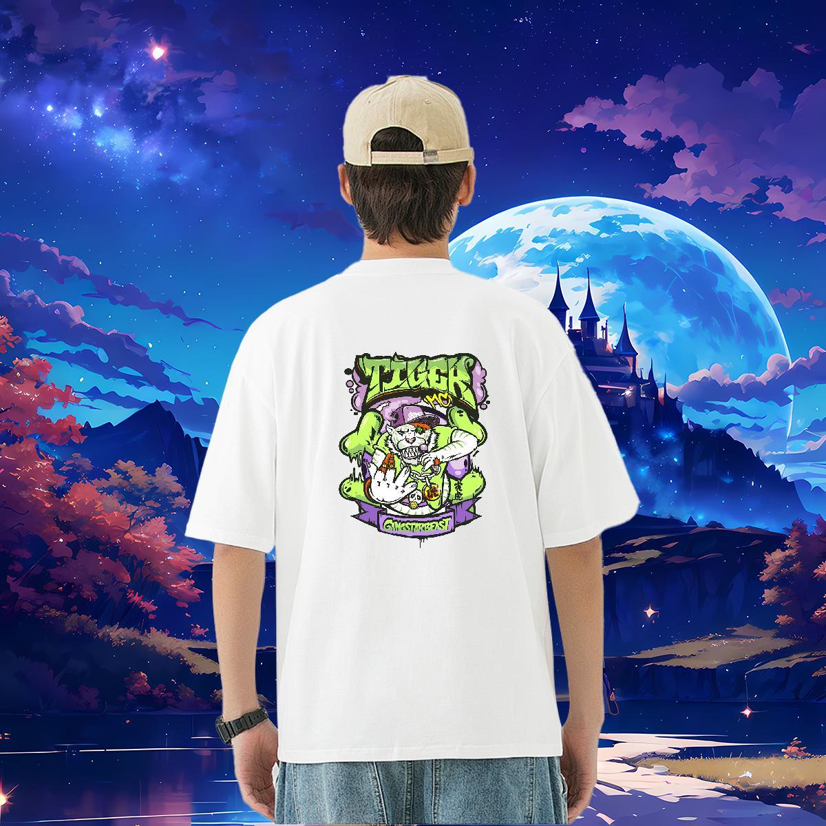 Designer T-Shirts for Men skull Clothings 230g Cotton Sport Brand Anime Print Breathable Short Sleeve Men Clothes T-Shirt