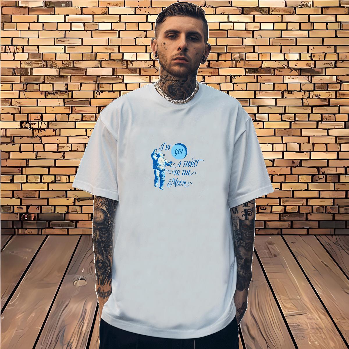 New Designer T shirt spaceman Tees Shirts 100% Cotton 230g Hip Hop Unisex Custom Print Oversized Round Neck Short Sleeve Tshirt for Man Woman