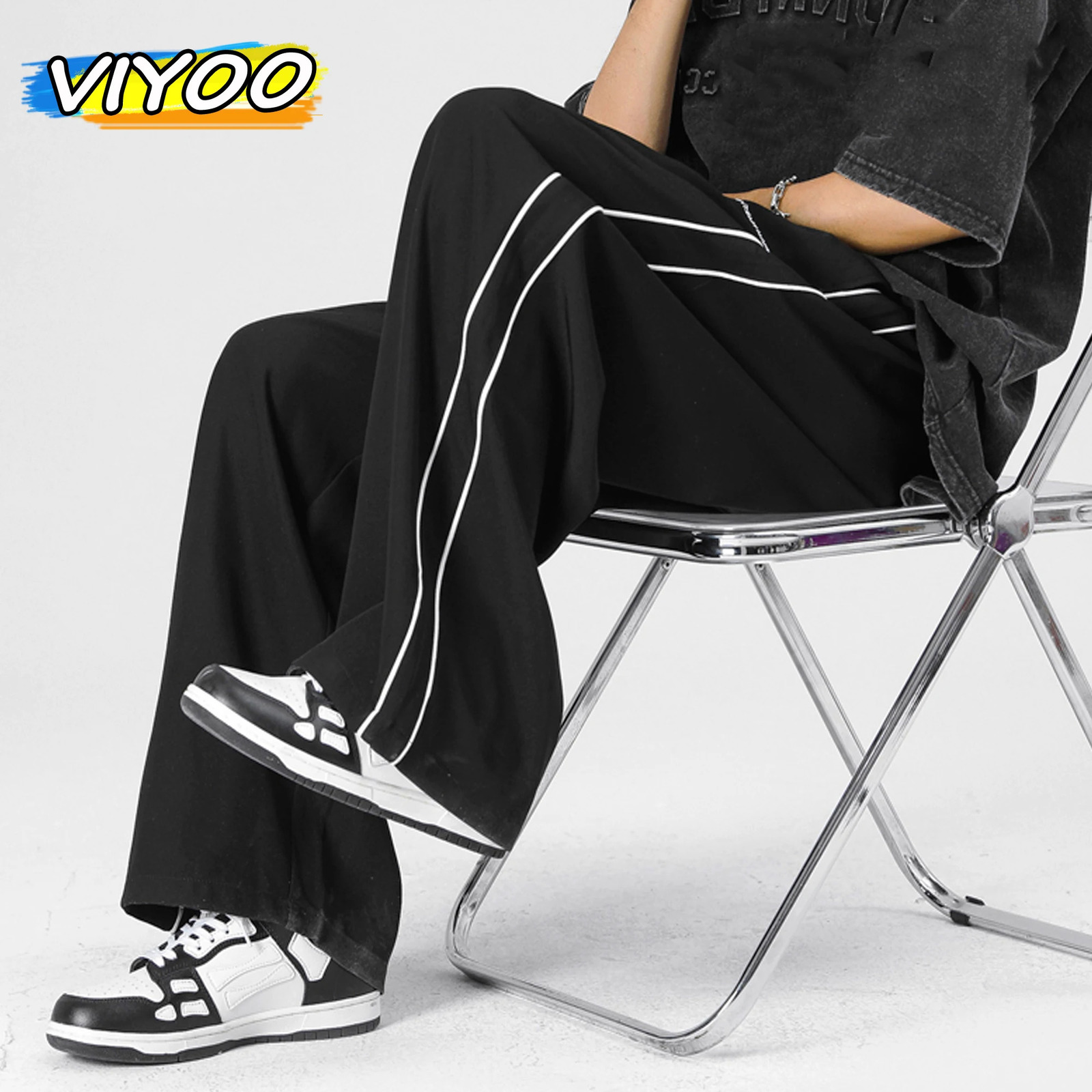 Mens Clothing Summer Striped Sweatpants Track Baggy Wide Y2K Pants Jogging Cargo Pants Trousers Men Techwear Korean Gothic 240807