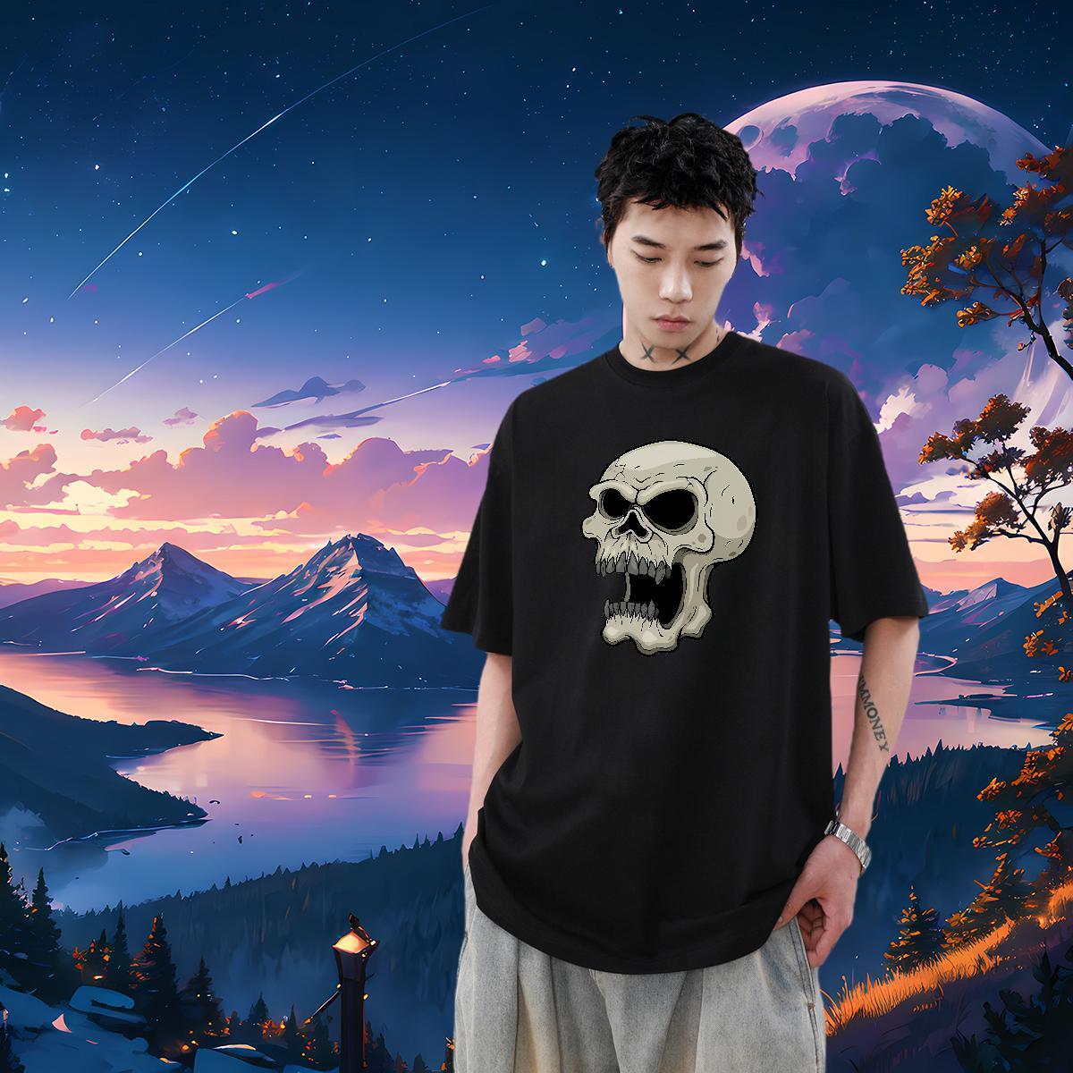 Wholesale T Shirt For Man skull Tops Tees 230g Cotton Casual Daily Wear Classic Graphic O-Neck Short Sleeve Couples T Shirts