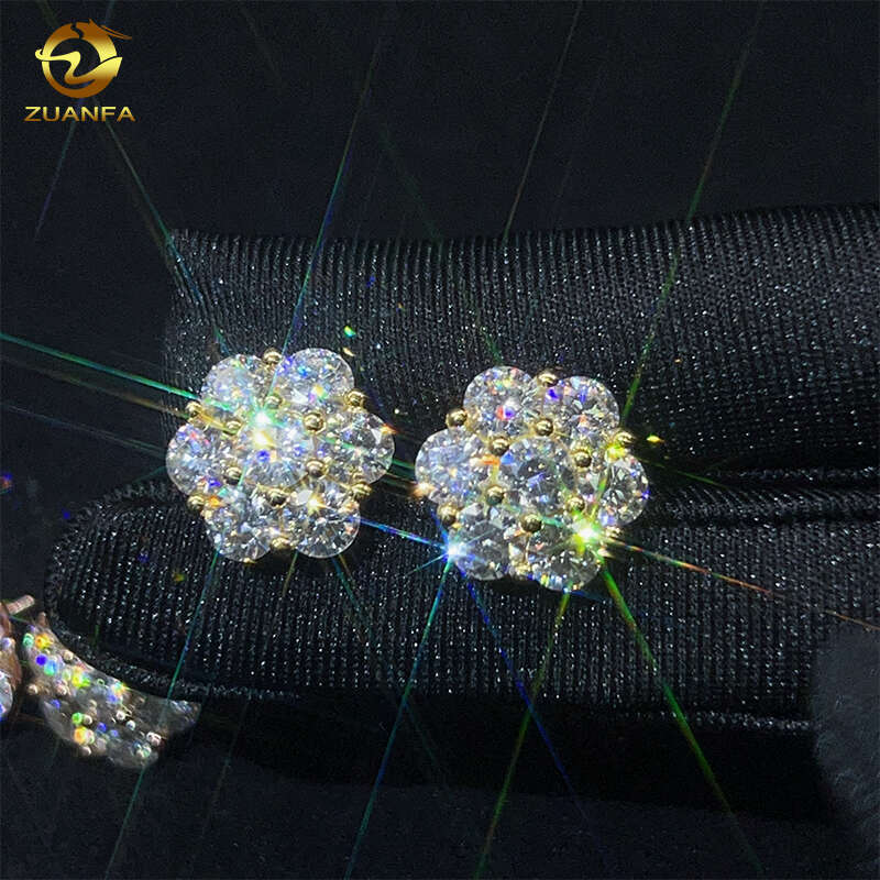 Hot Sale Dropshipping Fashion Jewelry Earrings Gold Plated Sier Vvs-Fl GRA Iced Out Screw Back Moissanite Stud Earring