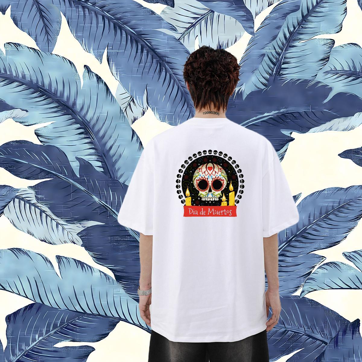 2024 New T-Shirts skull Tshirts 230g 100% Cotton Hip Hop Soft Plus Size Cartoon O Neck Short Sleeves Tshirt for Man Woman