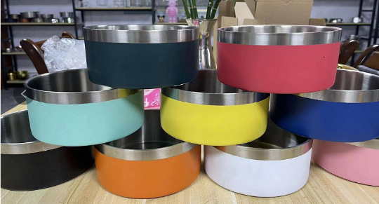 Stainless steel food knock anti slip cat rice size and type dog drinking bowl, durable pet supplies