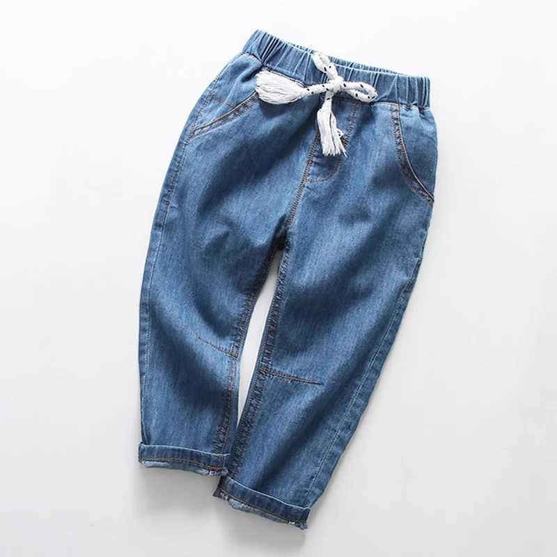 Jeans Summer kids boys girls clothes elastic band loose thin denim trousers for toddler children clothing out wear cool jeans pants