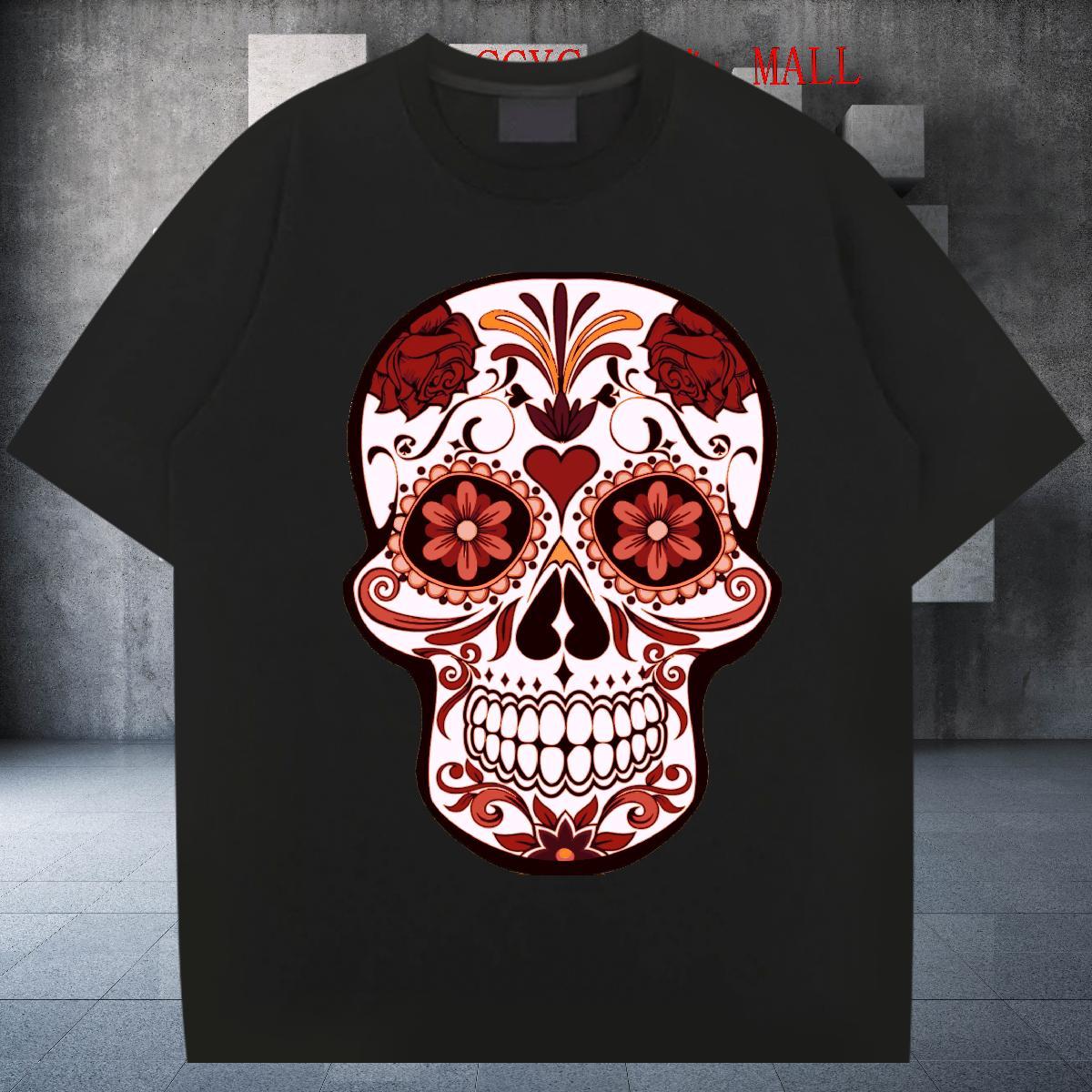 Fashion Designer T shirt skull Top Tees 230g 100% Cotton Street Classic Anime Print Breathable Short Sleeve Men Tees
