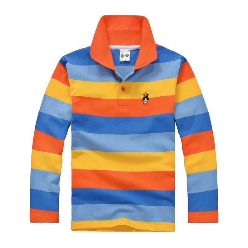 Autumn polo shirt 3-14Y childrens T-shirt baby boy striped top spring childrens long sleeved cotton comfortable boy T-shirt W241223