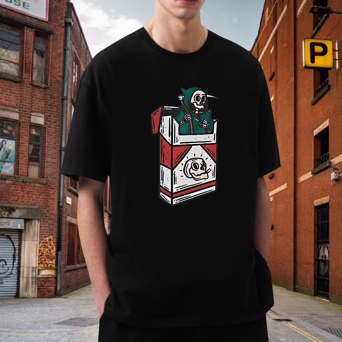 Fashion Mens T Shirts skull Top Tees 230g 100% Cotton Daily Outfit Unisex DIY Anime Breathable Short Sleeve Men Clothes T-Shirt