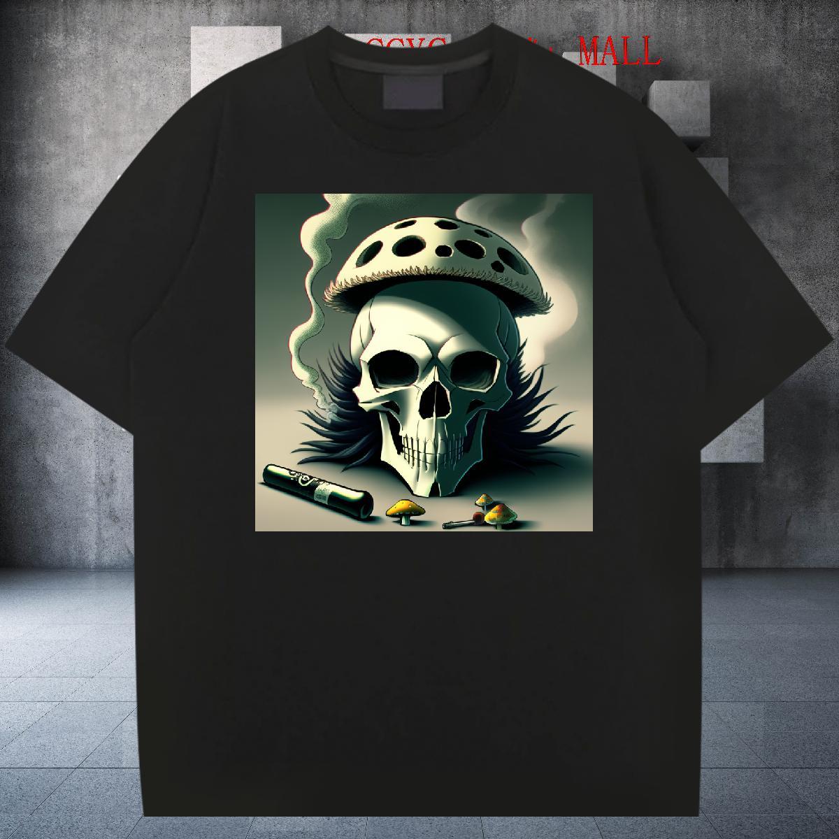 Wholesale Man T Shirts skull Tops 230g Pure Cotton Street Wear High Quality Custom Printing Round Neck Short Sleeve Men Tshirts