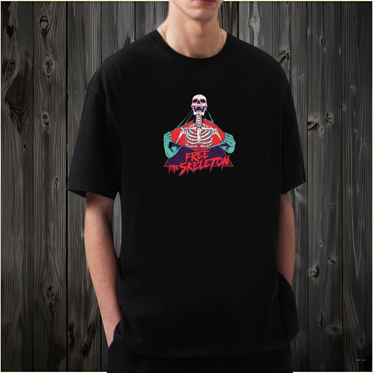 Fashion New Mens T Shirts skull Clothings 230g Cotton Anime Printing Street TOP Quality Customized Print Breathable Crew Neck Men Tops Tees
