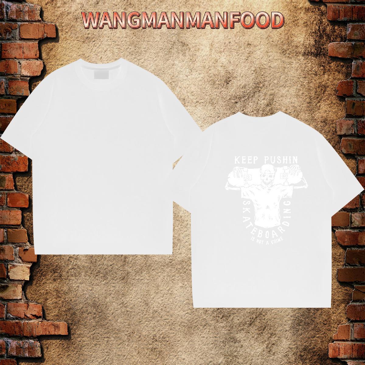 New Man T Shirts skull Tops Shirt 100% Cotton 230g Anime Printing Street Soft Black Oversized Crew Neck Breathable Tshirts