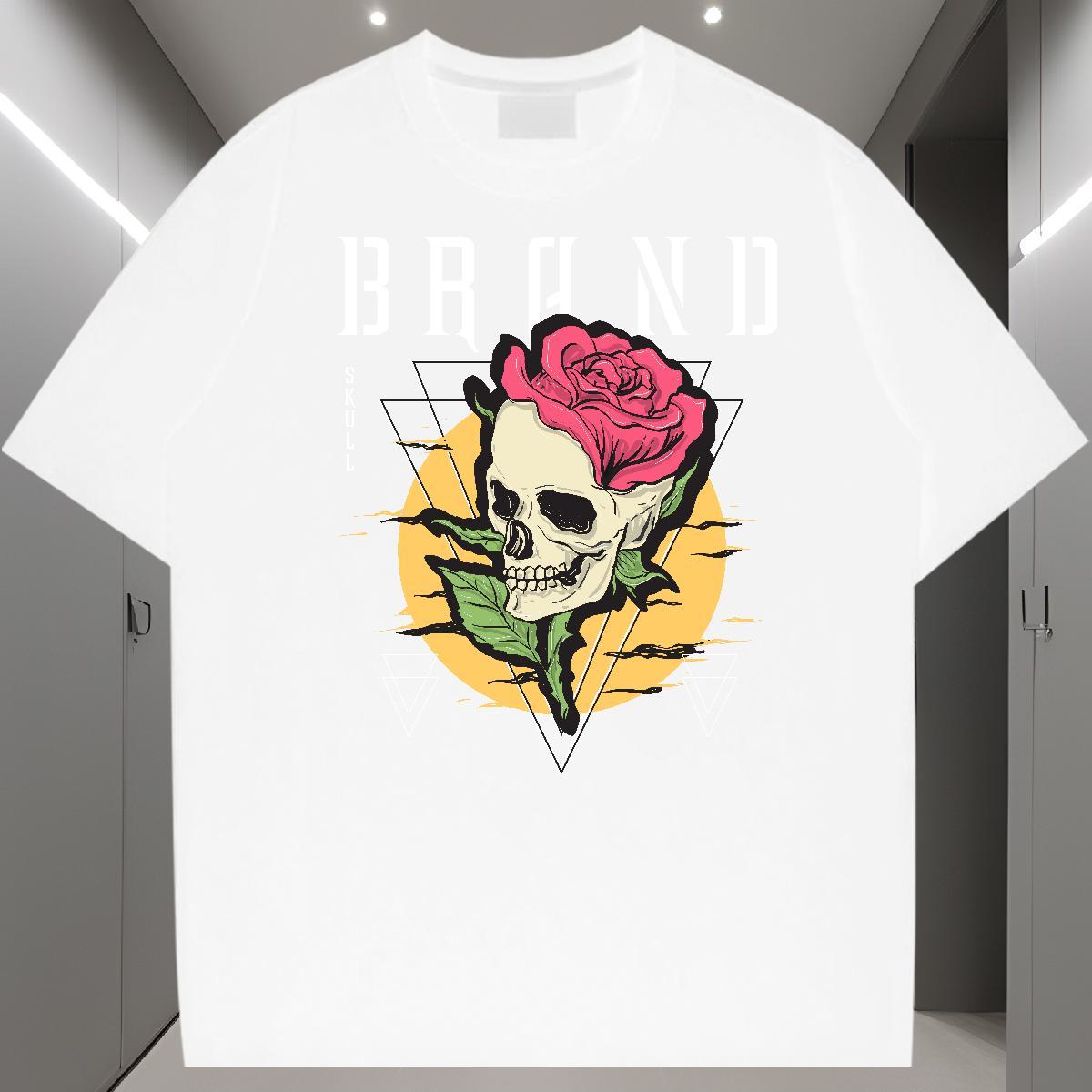Fashion Design Man T Shirts skull Clothes 100% Cotton 230g Daily Wear Popular DIY Printed Pure Cotton Tshirts