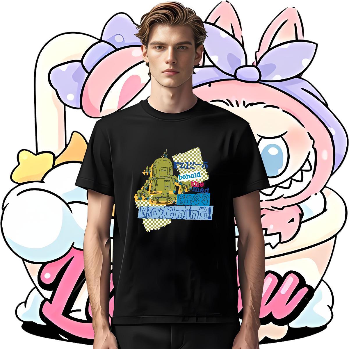 Stylist Mens T Shirts robot Top Tees 100% Cotton 230g Street wear Hip Hop Unisex Graphic Breathable Soft Men Clothes T-Shirt