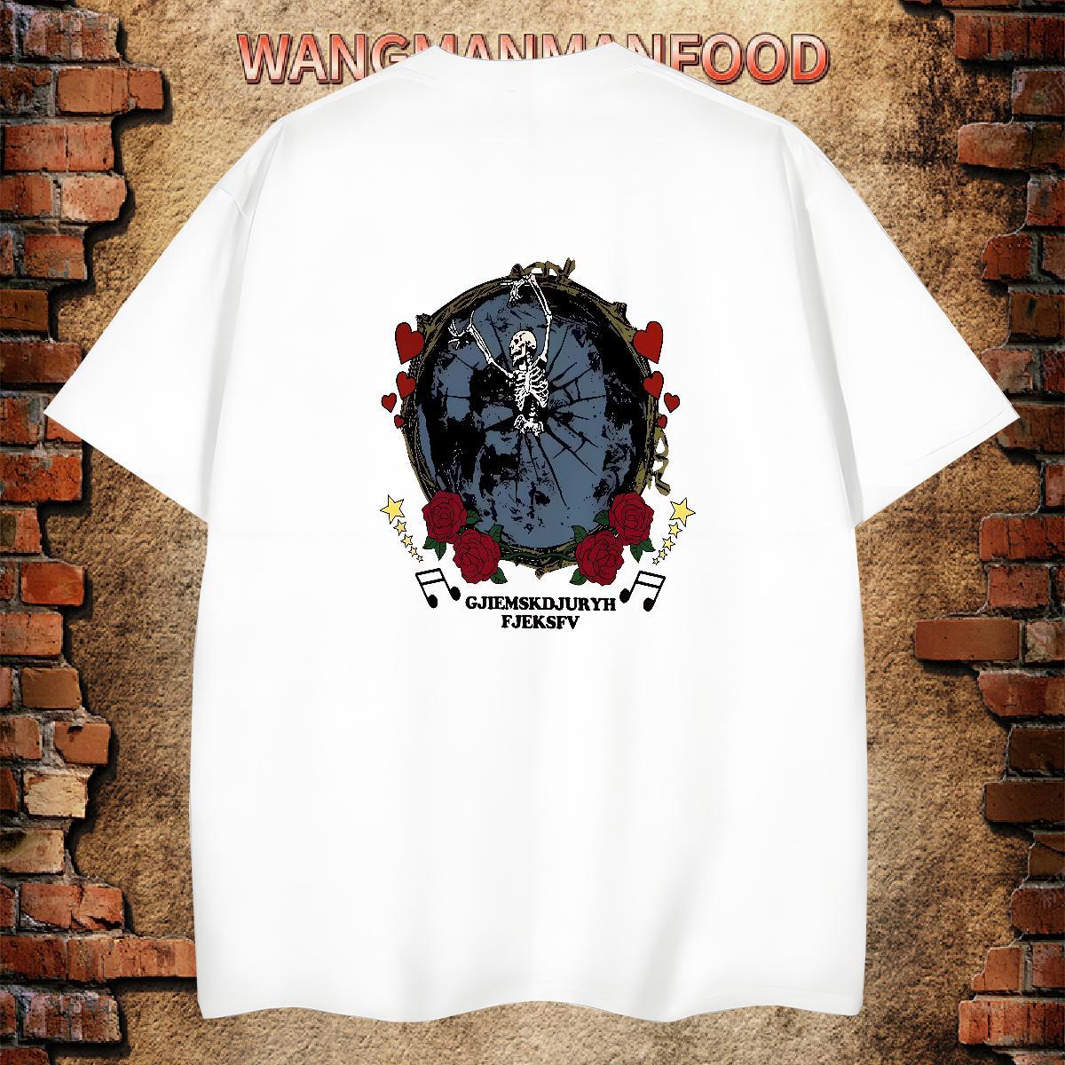 New Designer Man T Shirts skull Tops 100% Cotton 230g Outdoor Soft DIY Short Sleeve O-Neck Men Clothes T-Shirt