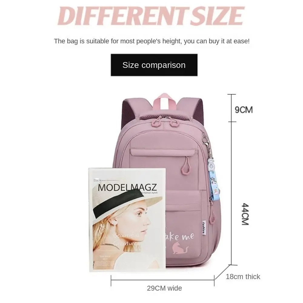 Large capacity school backpack cute nylon material lightweight waterproof and breathable Rucksack youth 240807