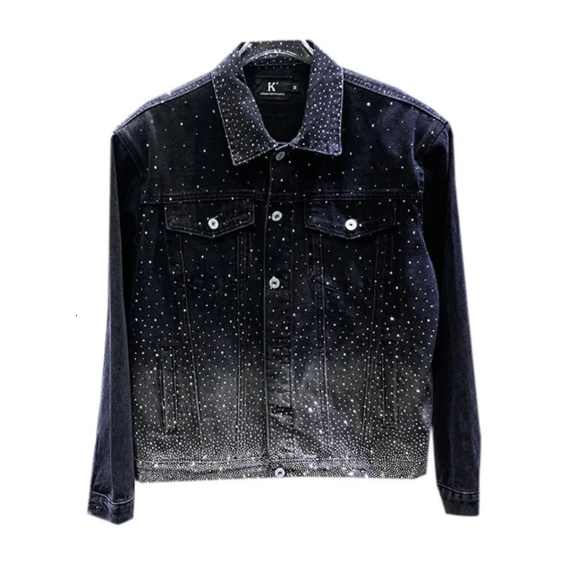 PFHQ High Quality Star Diamond Denim Jacket Mens Casual Loose Trendy Glistan Motorcycle Autumn 21Z2936 240806