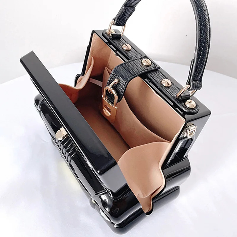 Black car shaped evening bag acrylic box fashionable top handle wallet womens shoulder cross body handbag wedding party clutch 240806Z