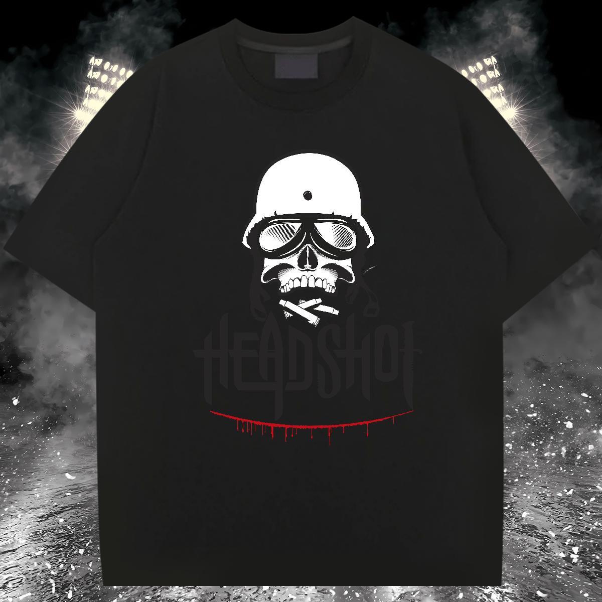 Stylist Men T Shirts skull Polos 230g Cotton Hip Hop Street Loose Fit Oversized 3XL 4XL O-Neck Short Sleeve Tshirt for Man Woman