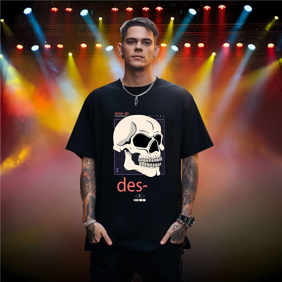 Fashion Design T-Shirts skull Tops 230g Cotton Outdoor TOP Quality DIY Logo Oversized Breathable Soft Men Tops Tees