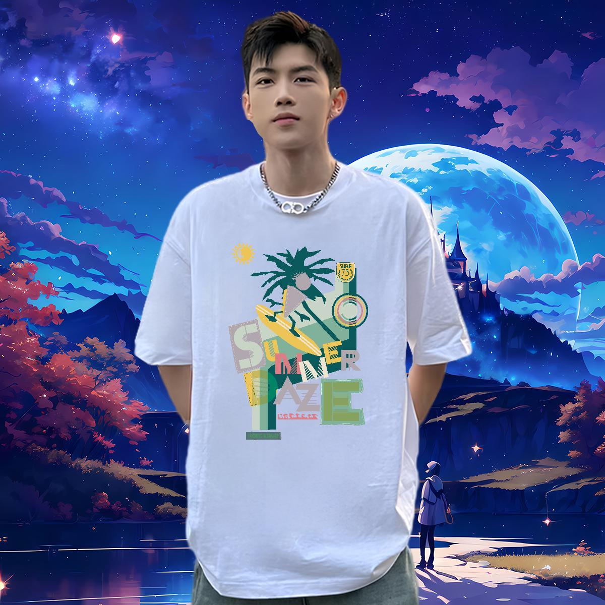 Stylist T Shirt For Man tree Tees Shirts 230g Cotton Anime Printing Street TOP Quality DIY Breathable Soft Men Clothes T-Shirt