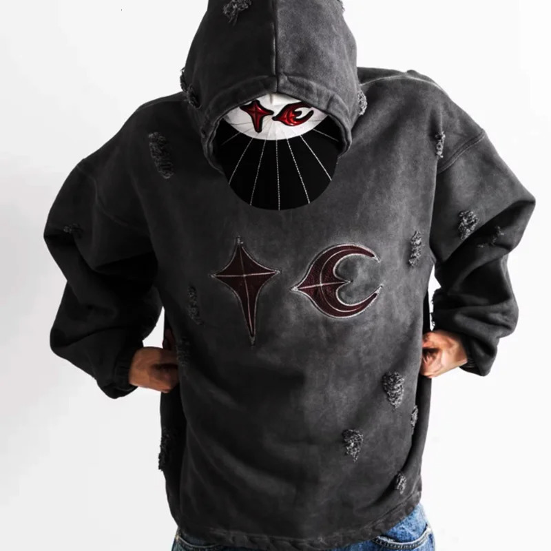 Frayed Damaged Washed Ropa Hombre Y2k Baggy Sweatshirts for Men and Women Pullover Oversized Sudaderas Casual Hooded Hoodies 240806